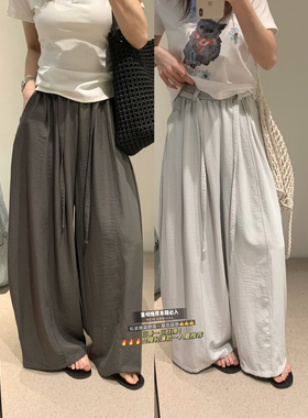 希宥HOUSE 夏上新松弛腰绳设计慵懒显瘦百搭松紧腰休闲裤(配腰绳)