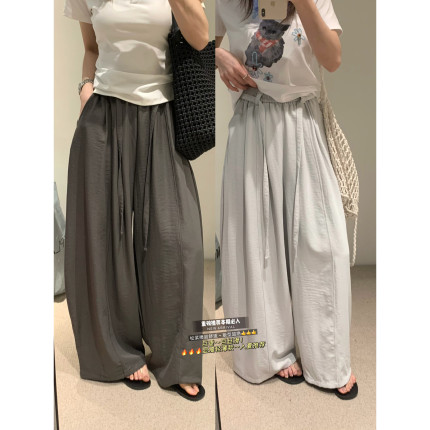 希宥HOUSE 夏上新松弛腰绳设计慵懒显瘦百搭松紧腰休闲裤(配腰绳)