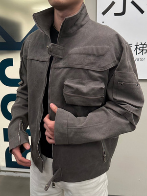 DaeeWooo水洗灰做旧立领夹克