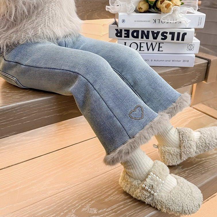 女童加绒牛仔裤冬季儿童一体绒加厚洋气加厚喇叭裤宝宝秋冬装裤子,童装/婴儿装/亲子装,儿童牛仔裤,淘宝优惠券,粉丝福利购,淘宝优惠卷