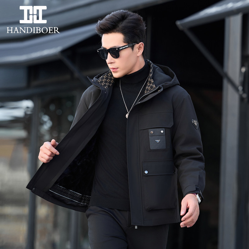 水貂内胆商务休闲连帽皮草派克服