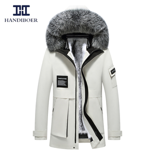 冬季 海宁整貂皮大衣派克服男狐狸领皮毛一体加厚皮草外套潮牌 新款