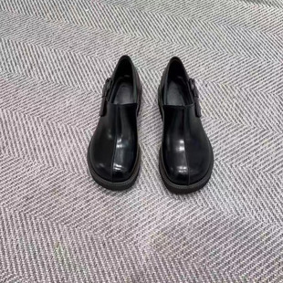 韩版英伦风真皮包头单鞋女皮带扣乐福鞋简约时尚小众设计
