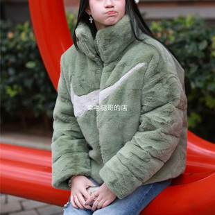FN0461 386 NIKE女子運(yùn)動(dòng)寬松休閑大勾子仿皮草貂絨夾克外套 耐克