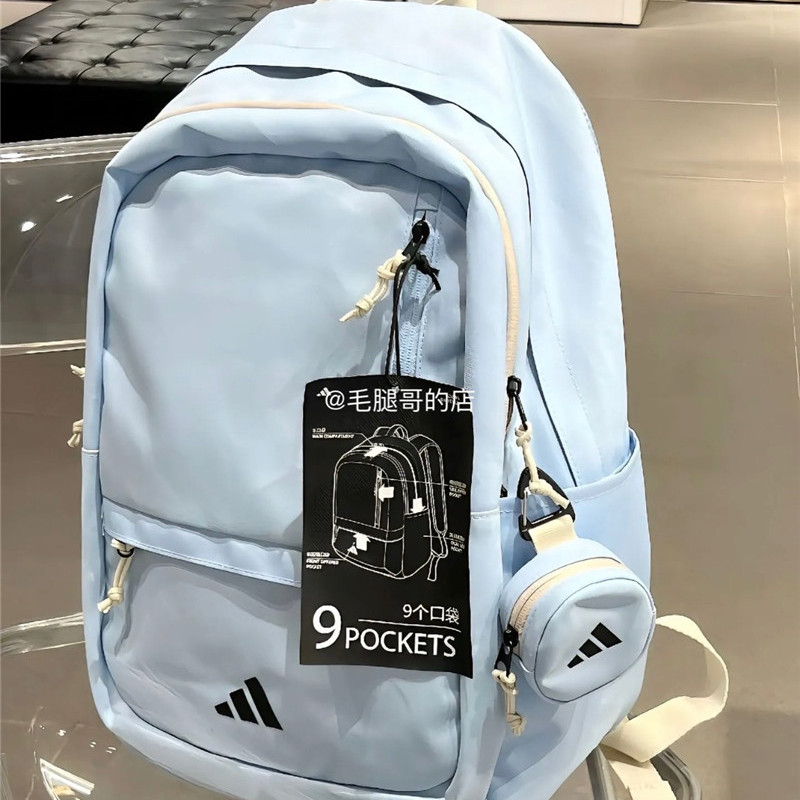 阿迪达斯双肩包男女包新款蓝色