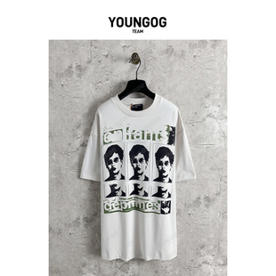 YOG【忧郁的富二代ERD人物印花T恤】潮牌美式男女同款宽松短T恤