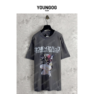 YOG【Saint Michael×星际牛仔联名】潮牌美式男女同款宽松短T恤