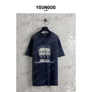 YOG【False Perception圣徒印花】潮牌美式街头男女同款宽松T恤