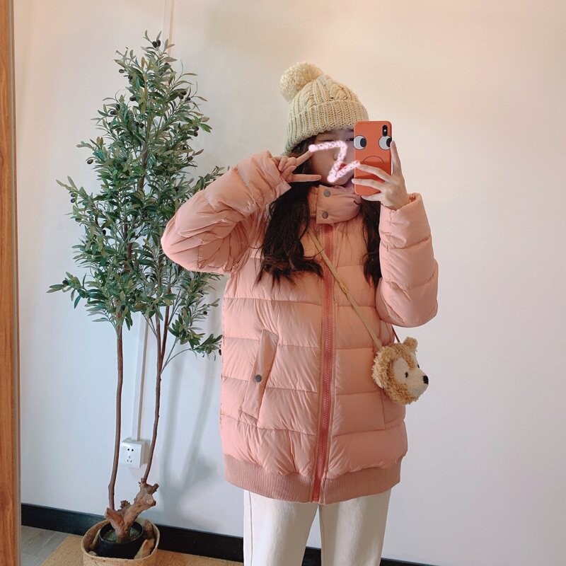 羽绒服2019年新款女秋冬两穿时尚轻薄中长款外套修身马甲ins粉色