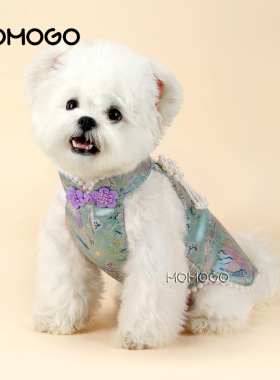 狗狗猫咪春夏薄款衣服宠物泰迪比熊博美小型犬新中式国风背心马甲