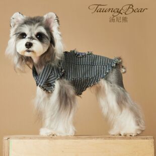 狗狗猫咪衣服春秋格子无袖牛仔马甲宠物雪纳瑞泰迪比熊约克夏背心