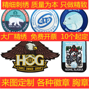 工作服logo校徽班徽布贴胸针 刺绣胸章高端定制公司徽章臂章定做