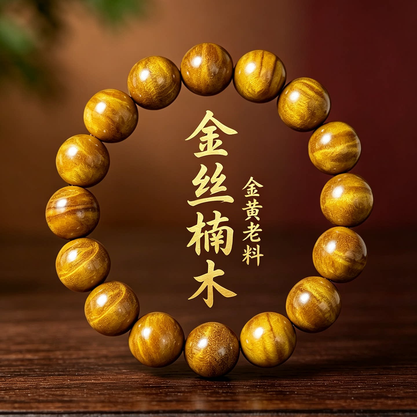 正宗金丝楠木老料手串佛珠1.5图片