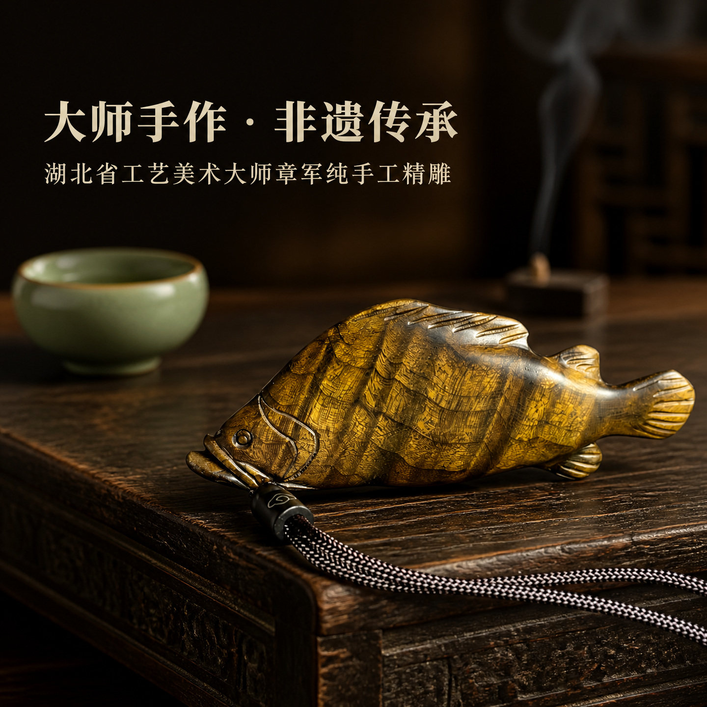 正宗金丝楠木阴沉木便携手把件鳜鱼手工雕刻非遗木雕挂件文玩礼品