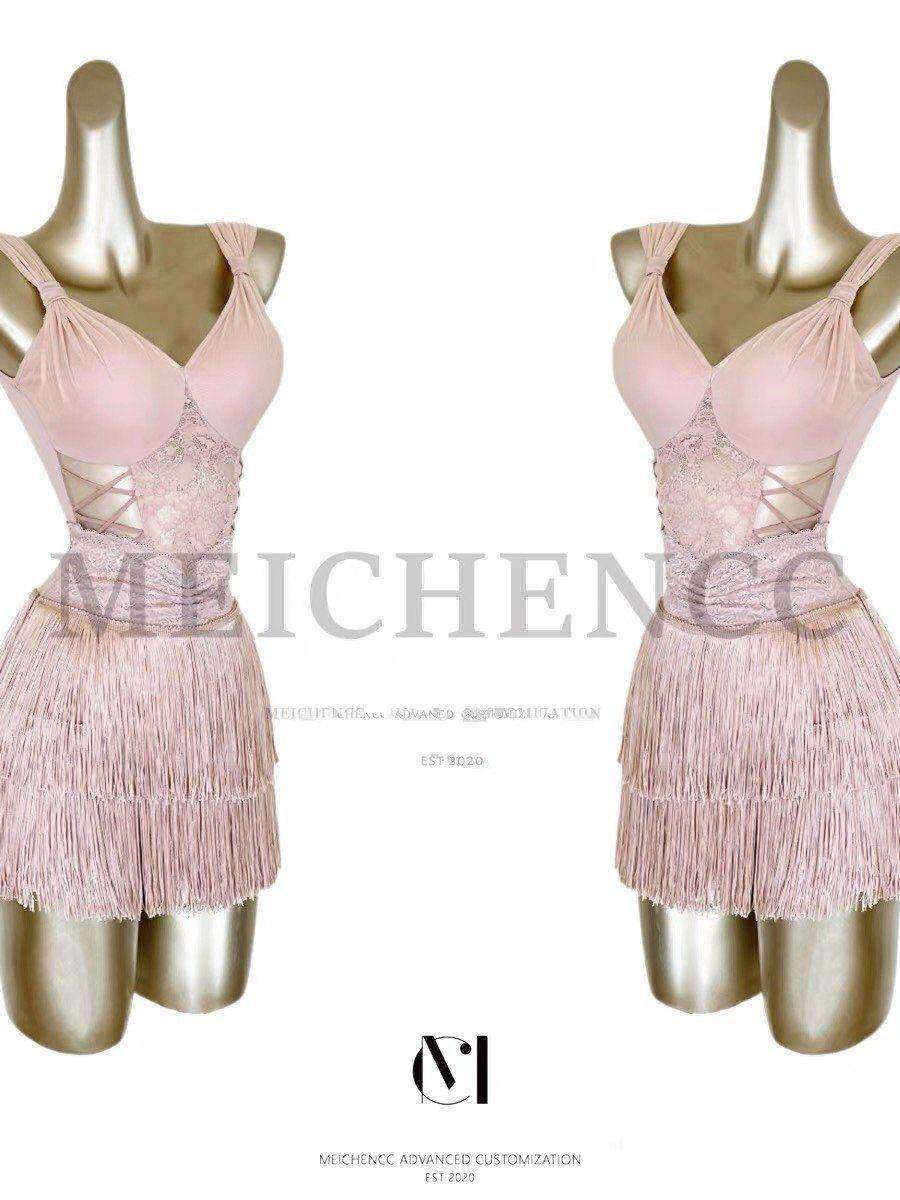 美辰舞服MEICHENCC春季新款高级拉丁舞上衣显瘦蕾丝吊带女成人