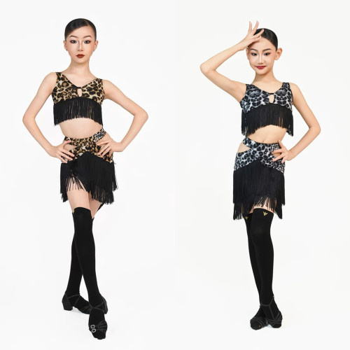 FZSDANCE新款拉丁舞女豹纹拼接