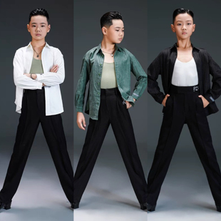 FZS DANCE NS060拉丁男款长袖衬衫丽丝条上衣练功服 三色可选