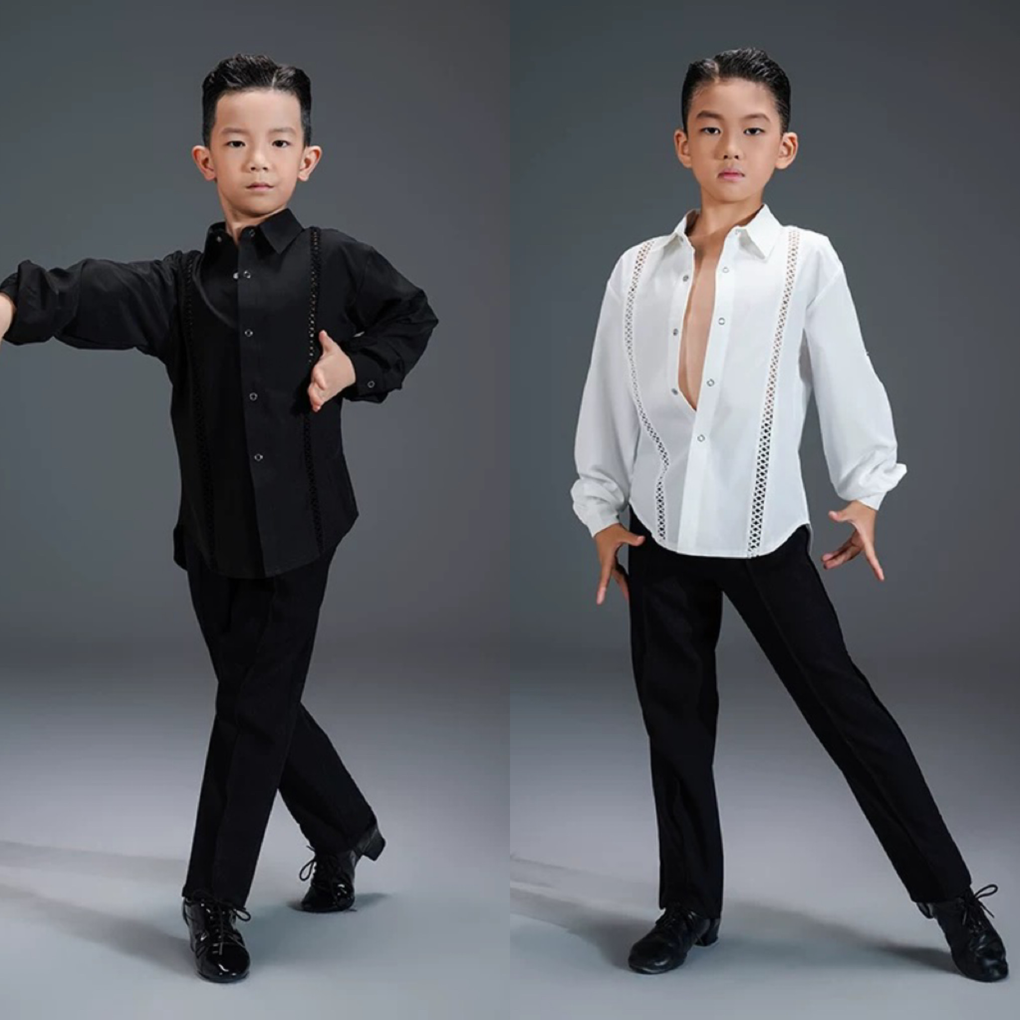 FZSDANCE拉丁男长袖衬衫镂空花纹