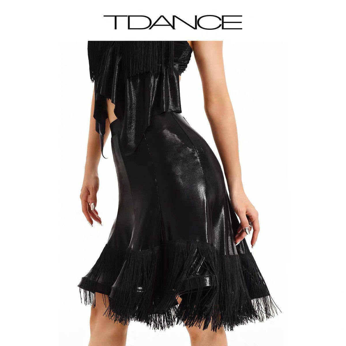 TDANCE拉丁舞女【鱼骨流苏半裙】大摆24新款上课练习服百搭GL-32