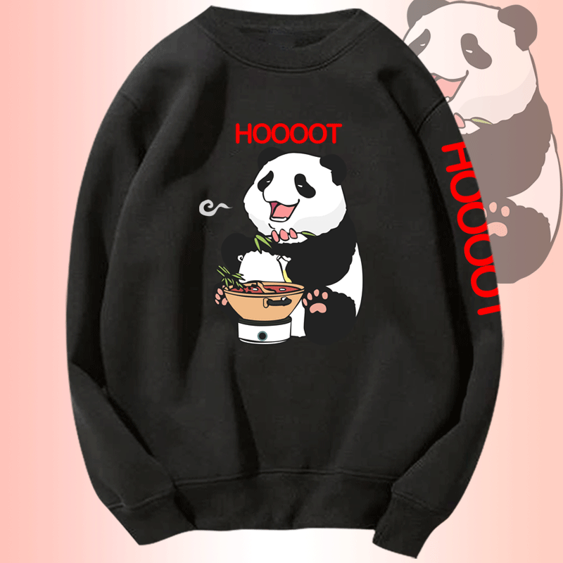 火锅熊猫男女情侣动物图案卡通可爱呆萌潮套头休闲可定制圆领卫衣