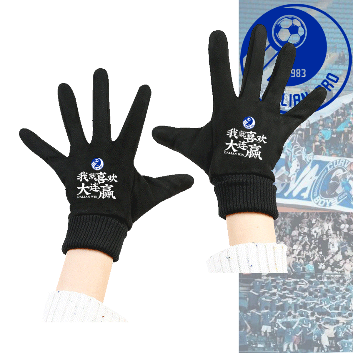 大连人队我爱大连执足球迷男女休闲骑行分指可定制秋冬保暖款手套