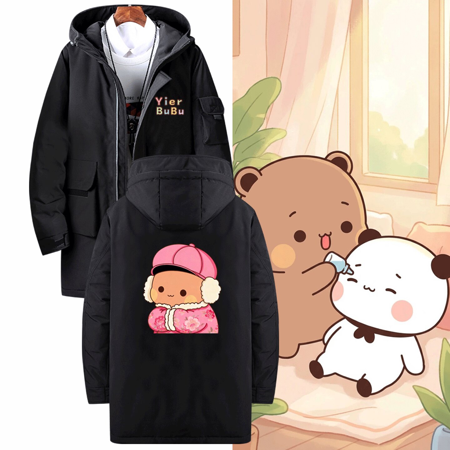 周边春秋男女情侣中长款羽绒服