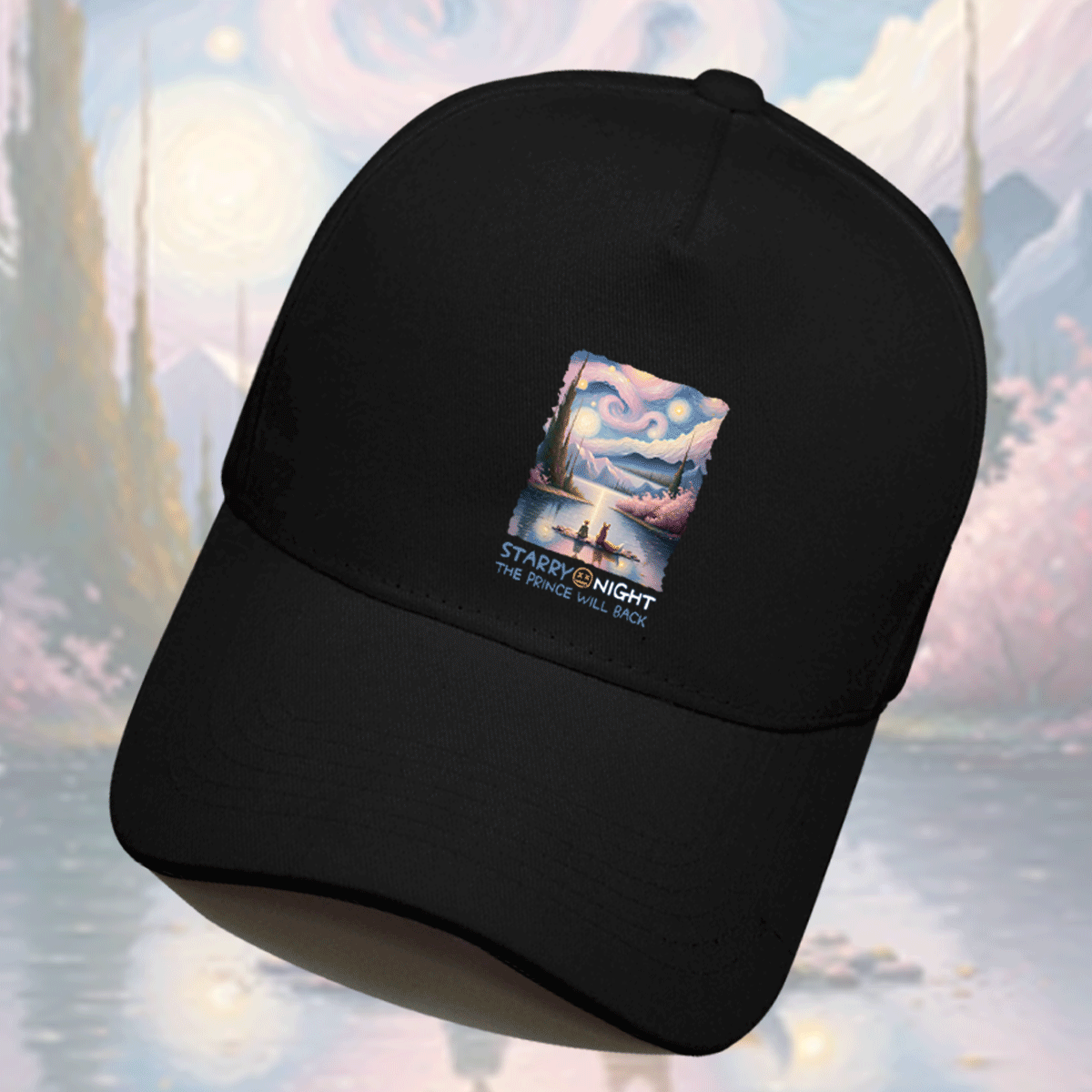 梵高星空小王子经典童话文艺简约联名男女情侣定制鸭舌防晒棒球帽