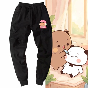 一二和布布动漫周边卡通印花男女情侣秋冬季可定制束脚潮运动长裤