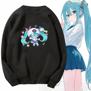 宝可梦x初音联名动漫同人周边男休闲百搭宽松可定制个性 圆领卫衣