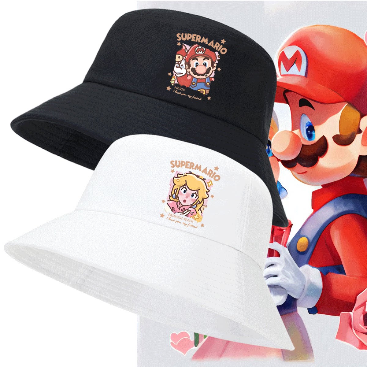 清新Super桃花公主马里奥渔夫帽