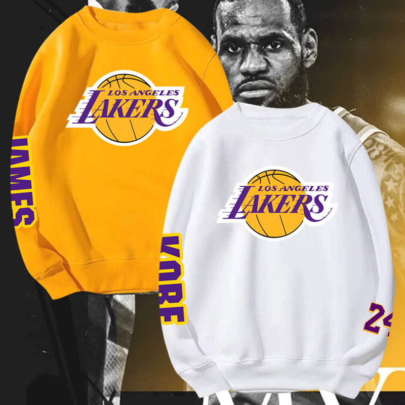 湖人队詹姆斯篮球男女可定制小皇帝宽松科比训练外套休闲圆领卫衣