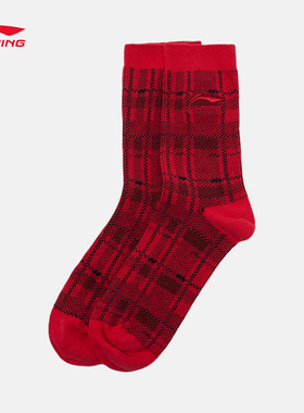 李宁运动袜2023年新款袜子男女同款中筒舒适吸汗中长棉袜 AWLT009