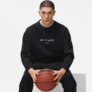 李宁韦德系列男女同款 套头无帽卫衣加绒冬宽松型保暖卫衣AWDT941