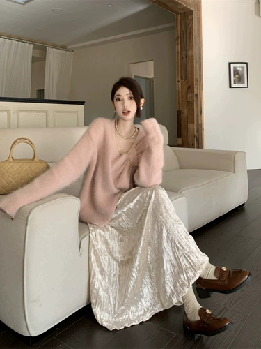 Розовый осенний демисезонный дизайнерский свитер с бантиком, в корейском стиле, оверсайз, свободный крой