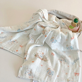 儿童卡通A类婴儿竹棉双层纱盖毯凉感空调毯幼儿园午睡薄毯可机洗