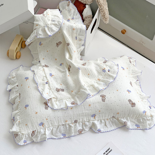 a类吸湿透气薄款纯棉双层纱枕套