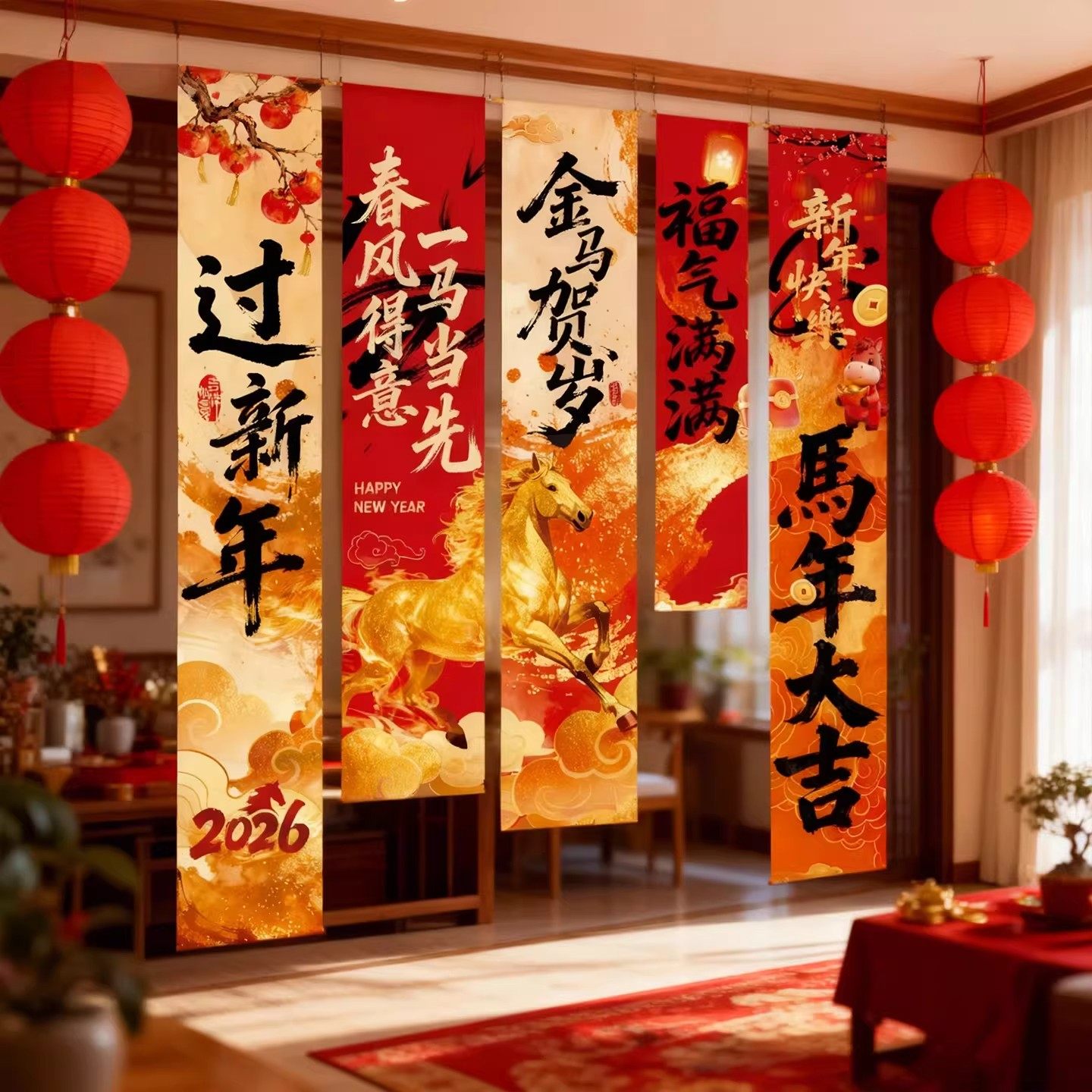 2026新年装饰品墙面挂饰条幅马年挂布春节商场场景布置背景墙挂件,节庆用品/礼品,挂饰/生肖挂饰,淘宝优惠券,粉丝福利购,淘宝优惠卷