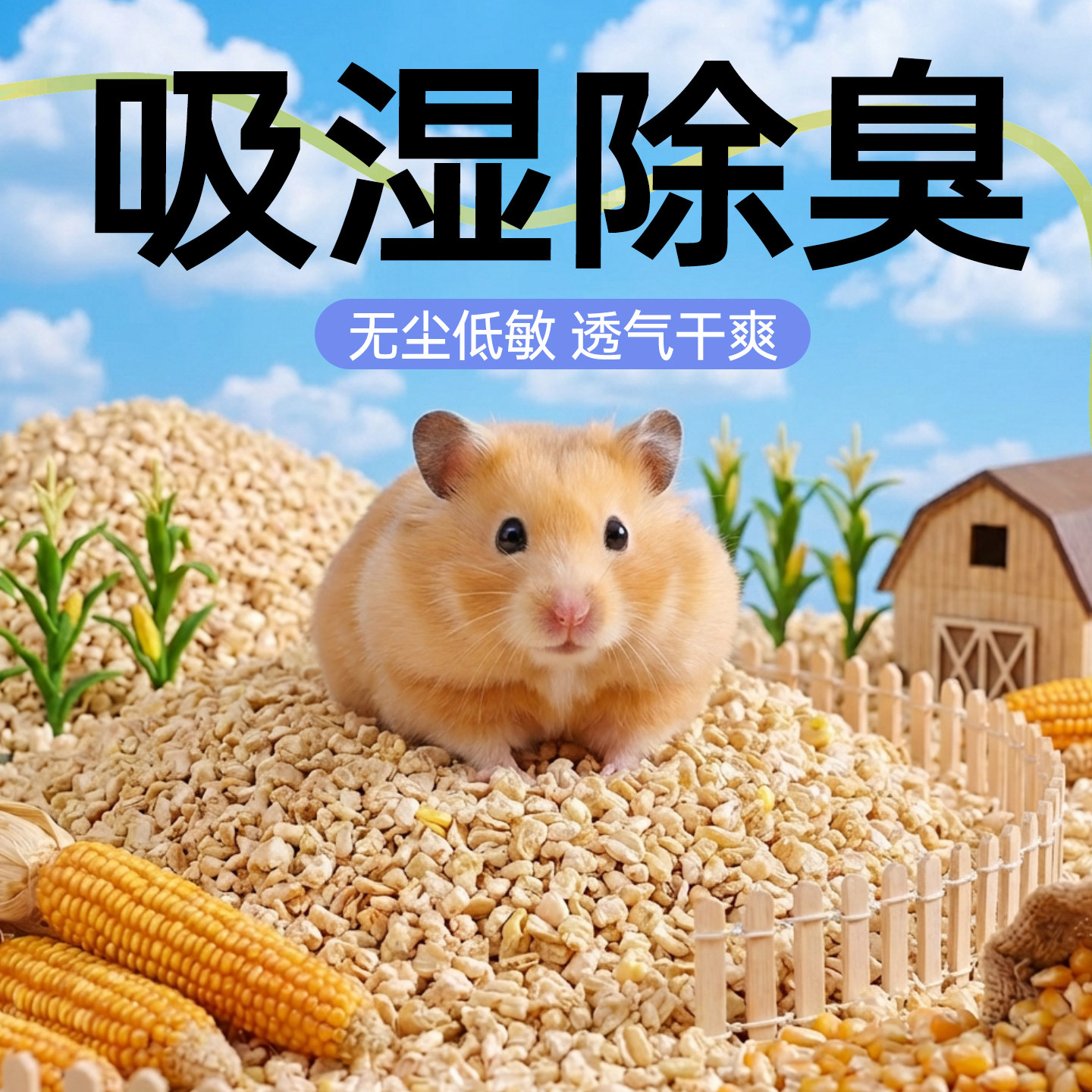 除臭夏天季玉米芯垫料送除臭颗粒图片