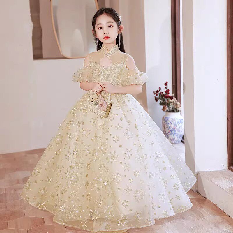 公主裙女大童礼服花童生日初中生走秀小主持人少儿表演钢琴演出服