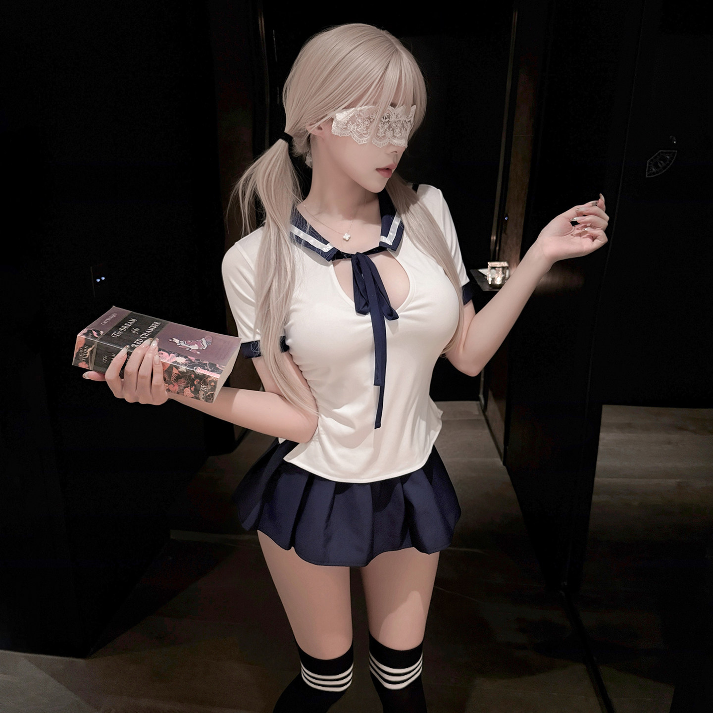 晴空私语禁欲系露沟青春学院性感纯欲制服JK辣妹超短裙套装女qqny