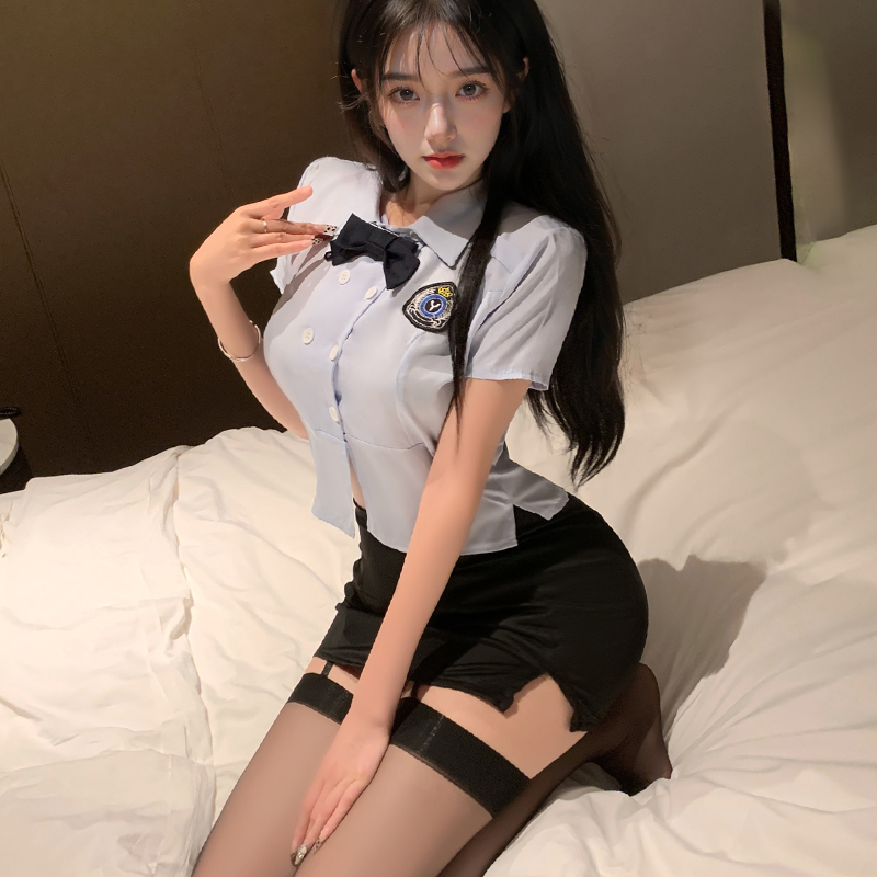 性感蝴蝶结开叉紧身包臀短裙JK校园制服角色扮演空姐秘书纯欲套装