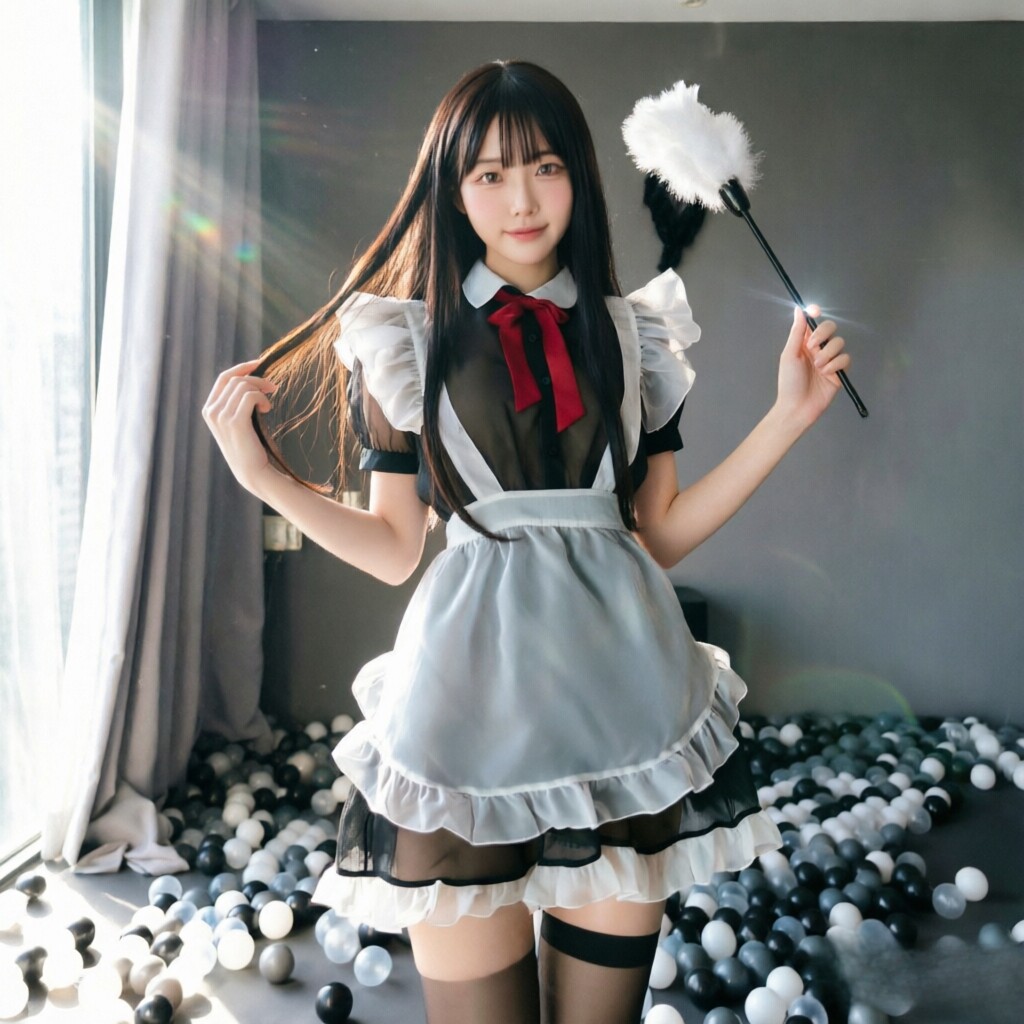 双马尾情趣cos女佣制服惑绑带围裙网纱透视角色扮演性感女仆套装