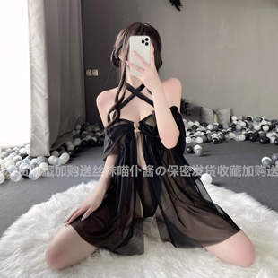 情感趣味内衣女性感睡衣纯欲缎面夏冰丝薄款 ****少女诱惑私房睡裙