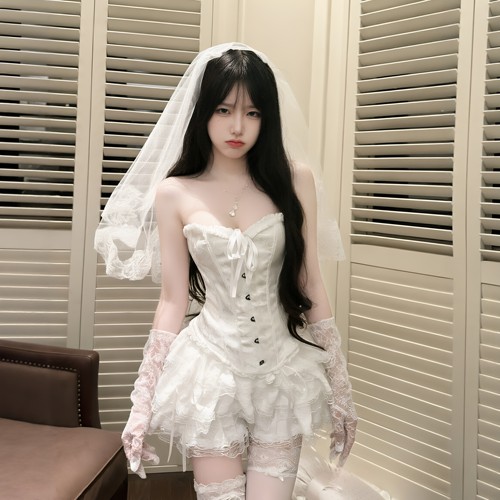 古早日杂裙子哥特风圣诞节服装服饰成人穿搭cos服新娘白色连衣裙