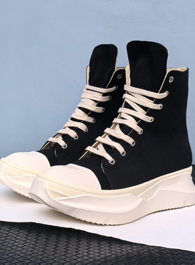 ro高帮鞋男坦克底增高帆布板鞋网红同款潮鞋四季休闲系带短靴子女