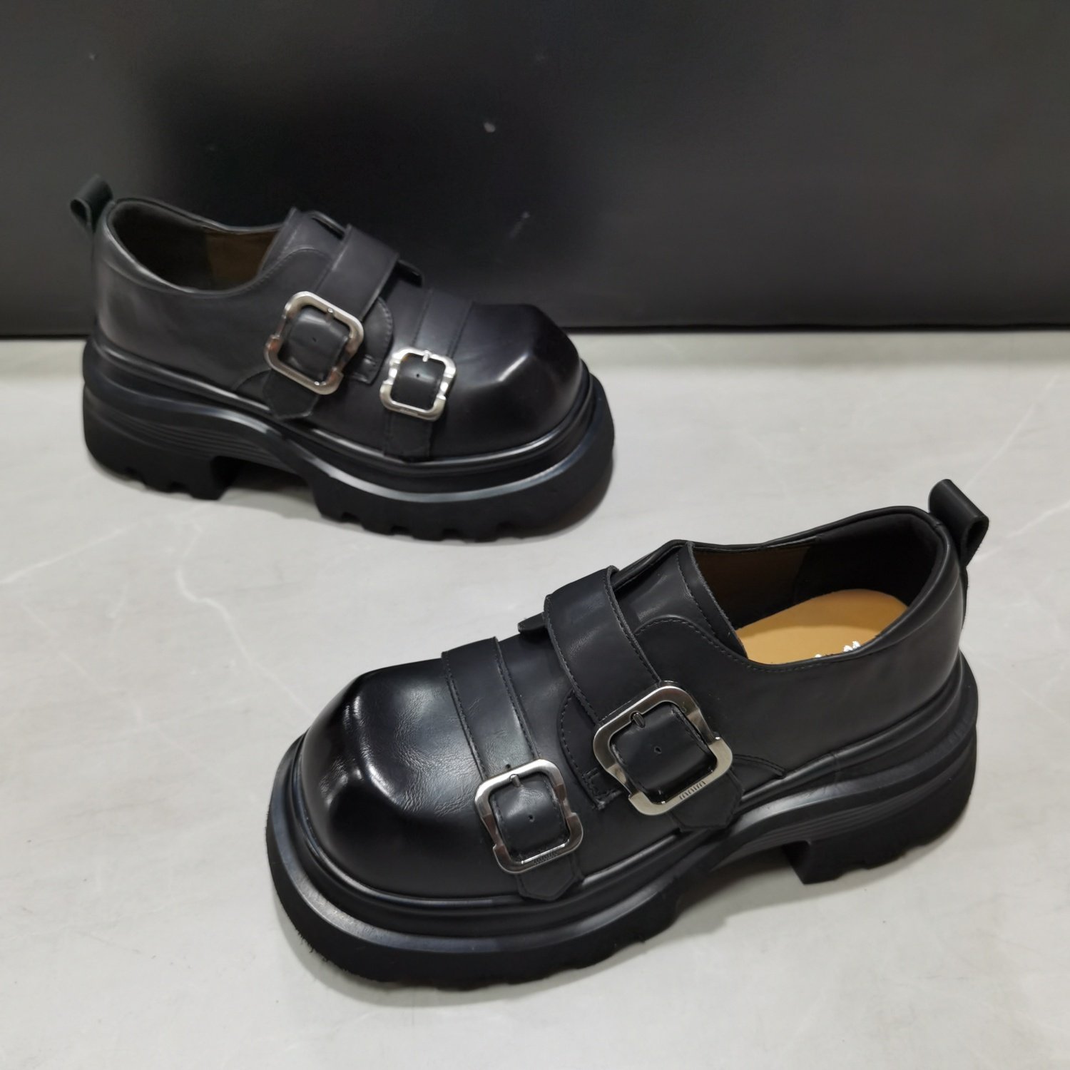 欣源英伦风厚底单鞋女春季新款双扣带乐福鞋小个子增高鞋时尚简约,女鞋,深口单鞋,淘宝优惠券,粉丝福利购,淘宝优惠卷