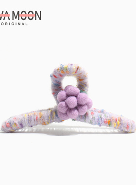 可爱毛毡毛线抓夹盘发后脑勺鲨鱼夹原创设计秋冬发抓女发饰头饰