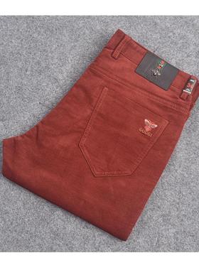 品牌灯芯绒男裤新款裤子秋冬厚款男士休闲裤修身直筒精棉弹力长裤