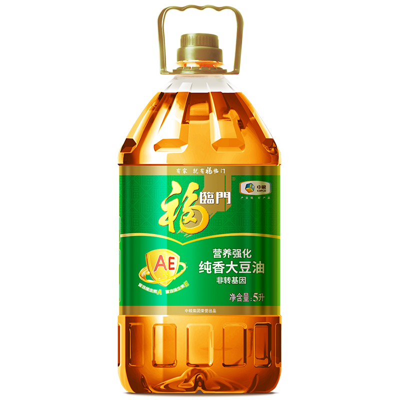 福临门非转基因AE纯香大豆油5L庭烹饪炒菜强化食用油桶装中粮出品-封面