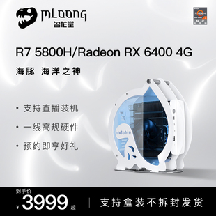 电脑itx主机桌面台式 500G 高颜值MOD 5800H AMD RX6400 32GB 名龙堂 海洋之神 mini电竞游戏吃鸡组装 海豚